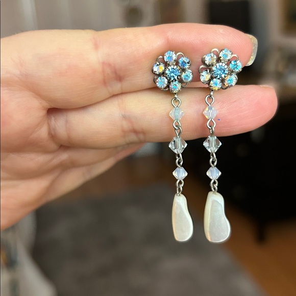 Liz Palacios Signed Swarovski Crystal Clip on Earrings